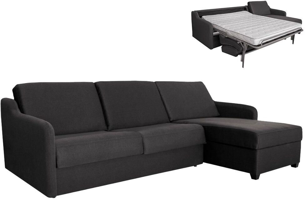 Vente-unique.be Canapé d'angle convertible express COTIO en tissu - Anthracite - Angle droit