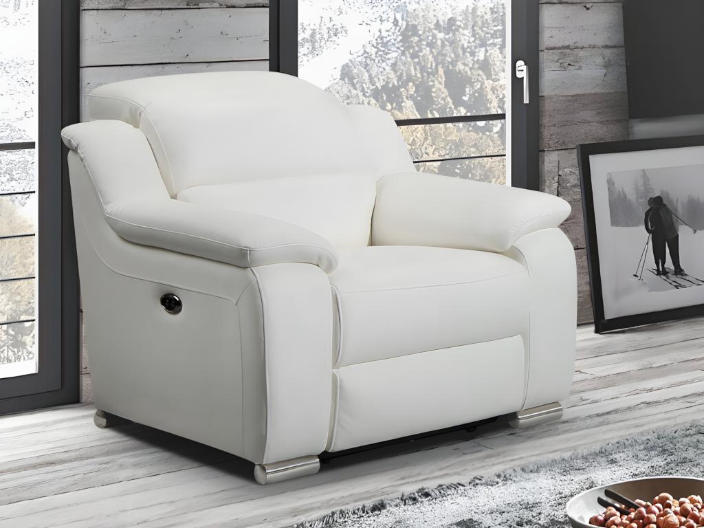 Vente-unique.be Fauteuil relax électrique en cuir ARENA III - Ivoire