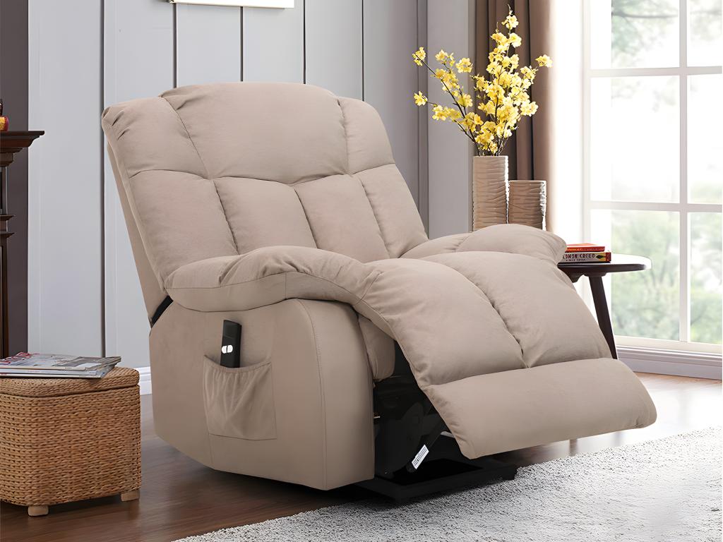 Vente-unique.be Fauteuil releveur en tissu beige MELDOLA