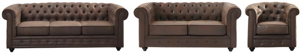 Vente-unique.be Canapé 3+2+1 places CHESTERFIELD en microfibre aspect cuir vieilli