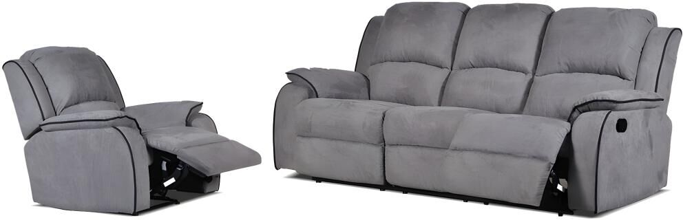 Vente-unique.be Canapé 3+1 places relax en microfibre HERNANI - Gris