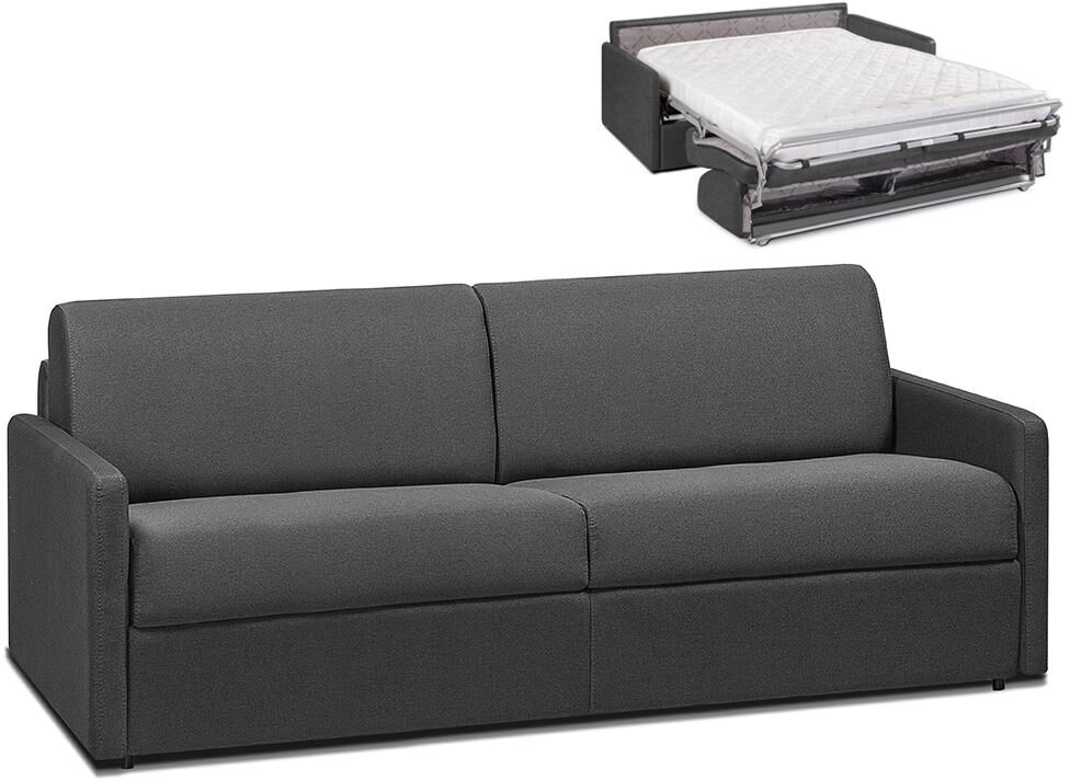 Vente-unique.be Canapé 4 places convertible express en tissu CALIFE - Gris - Couchage 160 cm - Matelas 14 cm