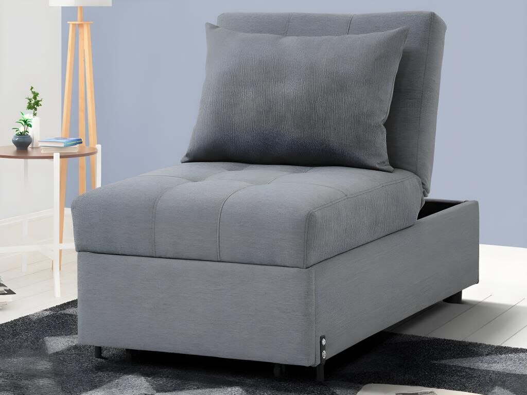 Vente-unique.be Fauteuil convertible en tissu LESNA - Gris