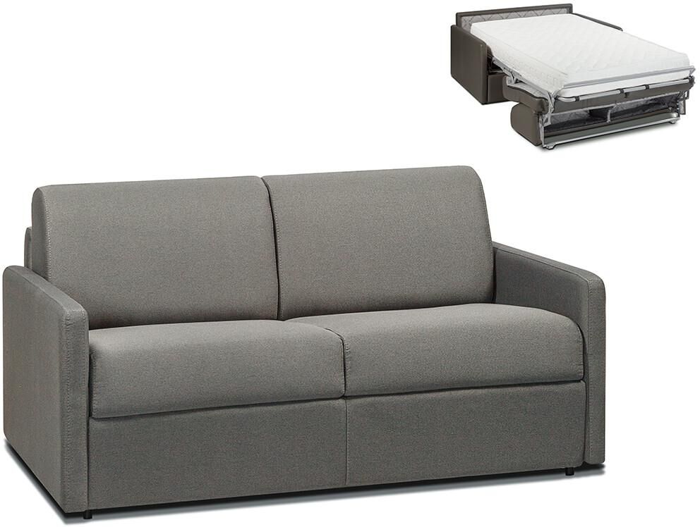 Vente-unique.be Canapé 2 places convertible express en tissu CALIFE - Gris clair - Couchage 120 cm - Matelas 22 cm