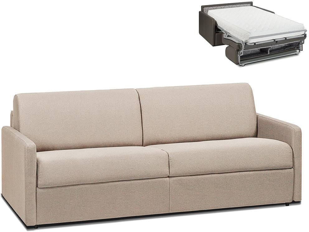 Vente-unique.be Canapé 4 places convertible express en tissu CALIFE - Beige - Couchage 160 cm - Matelas 22 cm