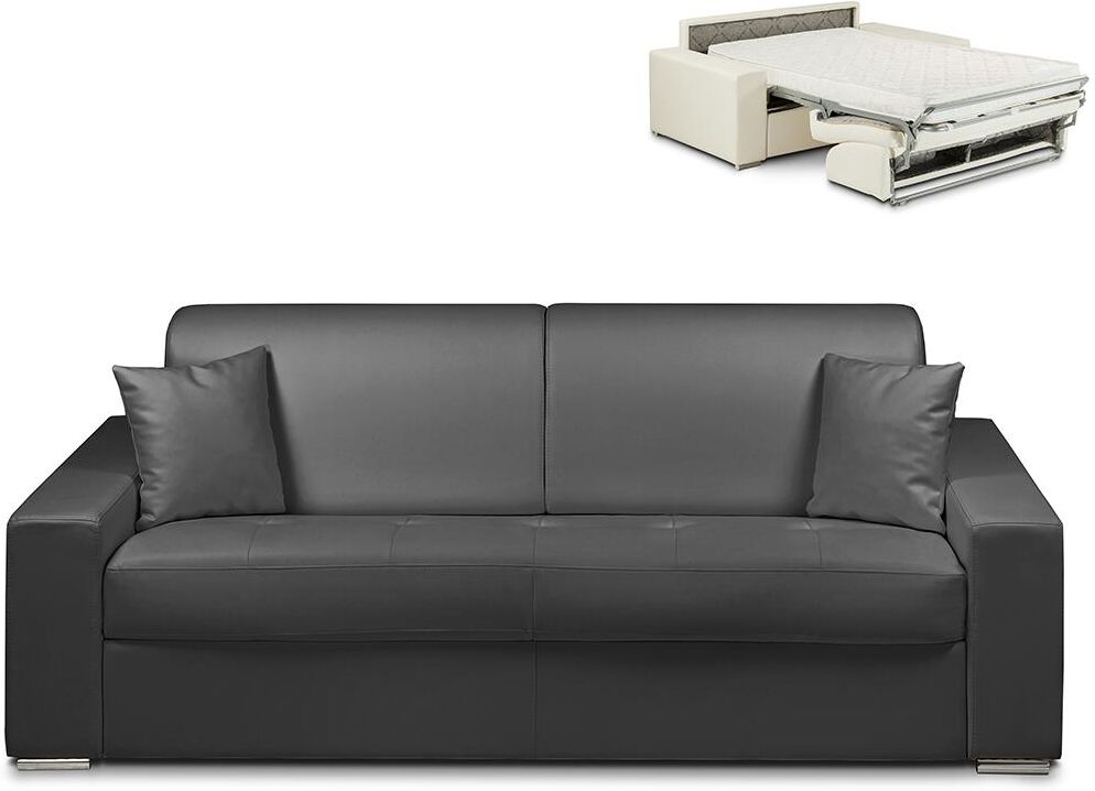 Vente-unique.be Canapé 4 places convertible express en simili EMIR - Noir - Couchage 160 cm - Matelas 14 cm