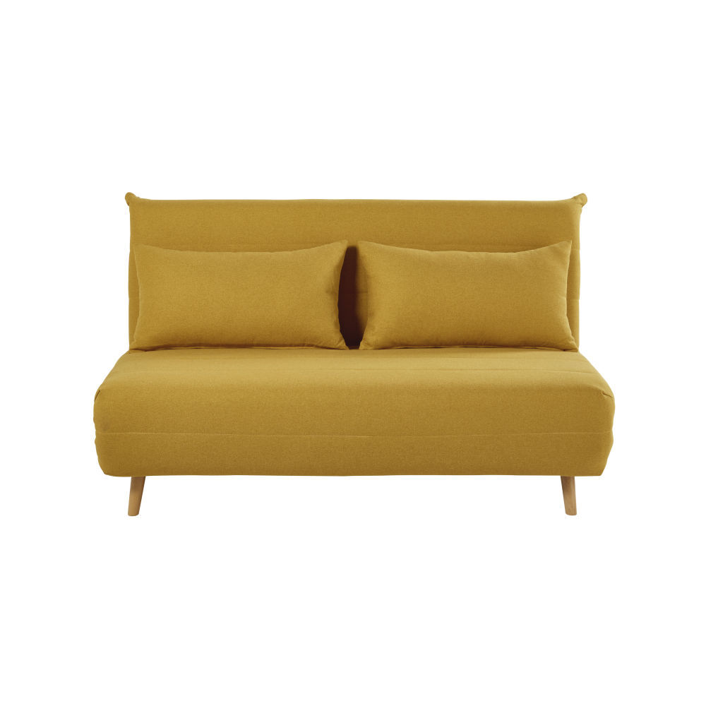 Maisons du Monde Banquette convertible 2 places jaune moutarde