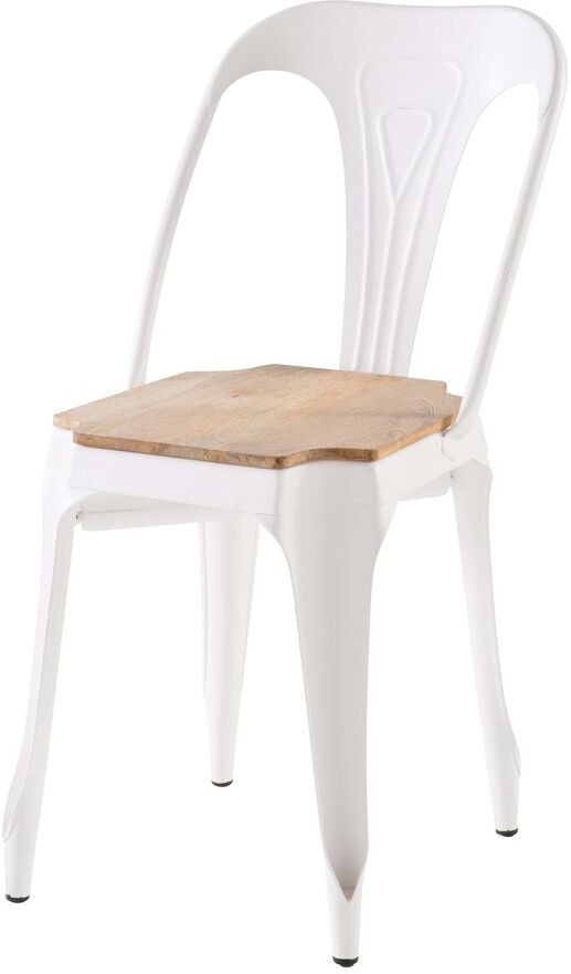 Maisons du Monde Chaise en métal blanc et manguier