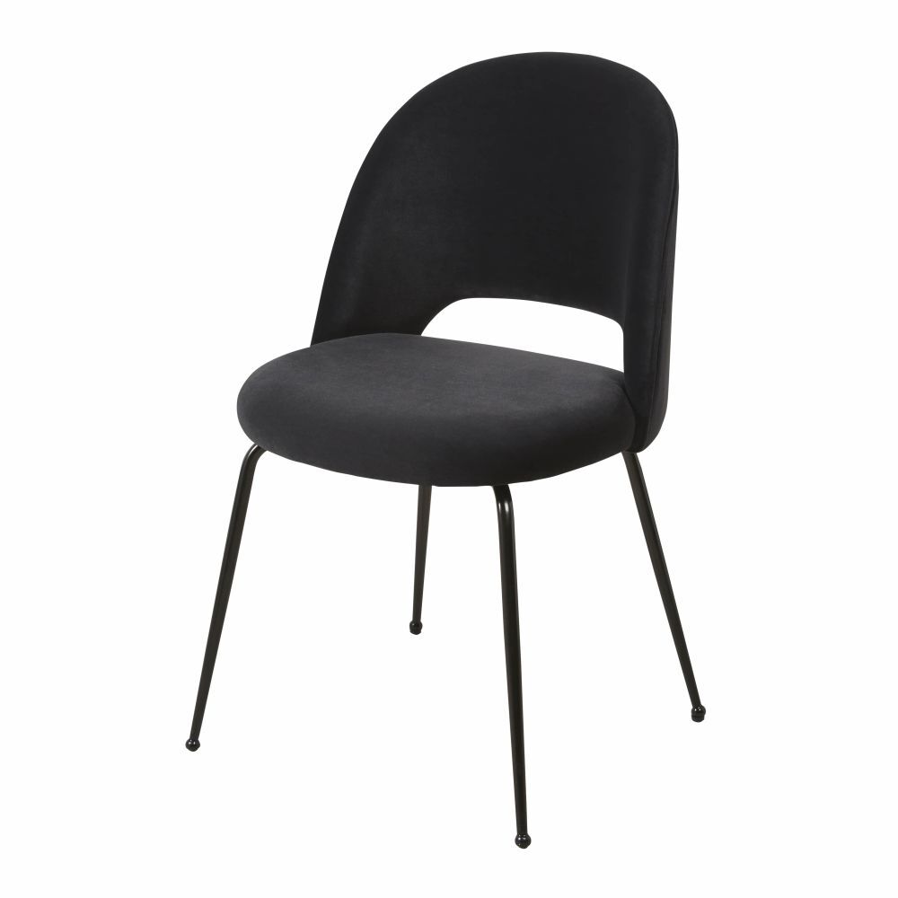 Maisons du Monde Chaise en velours et métal noirs