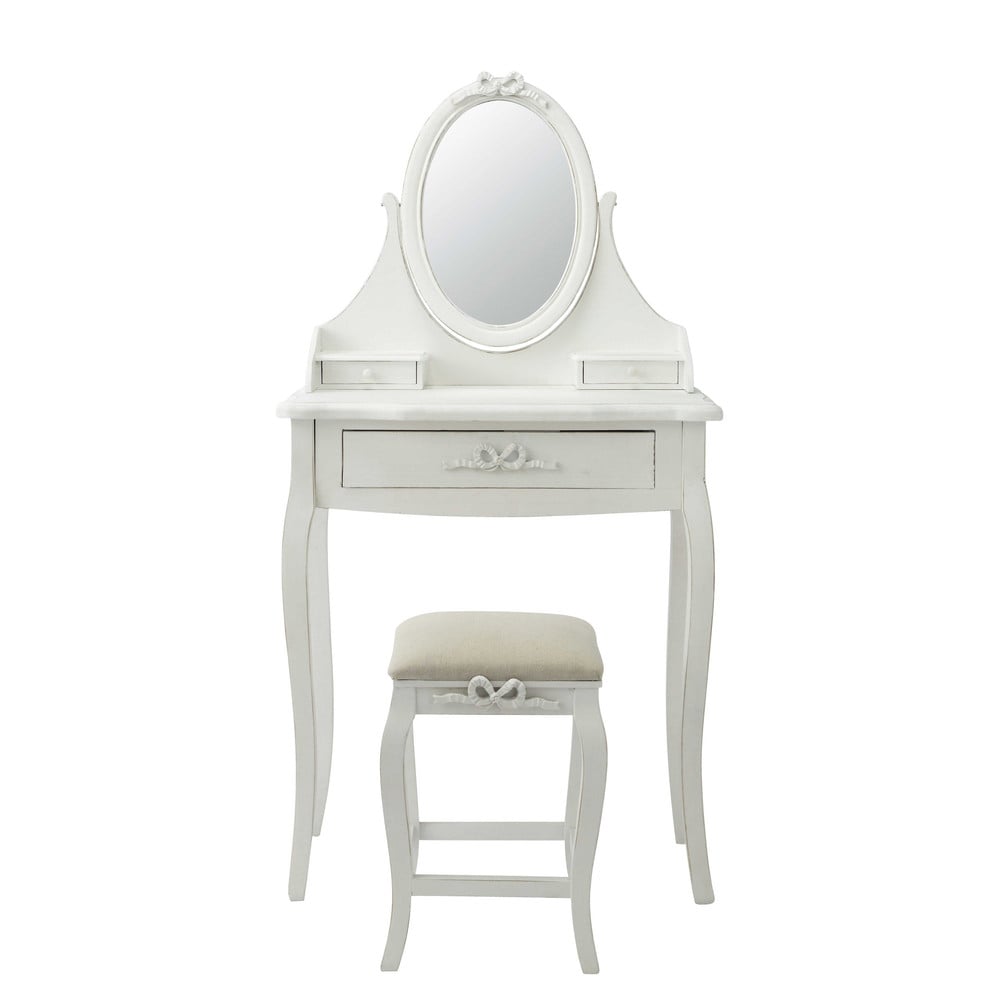 Maisons du Monde Coiffeuse blanche avec tabouret