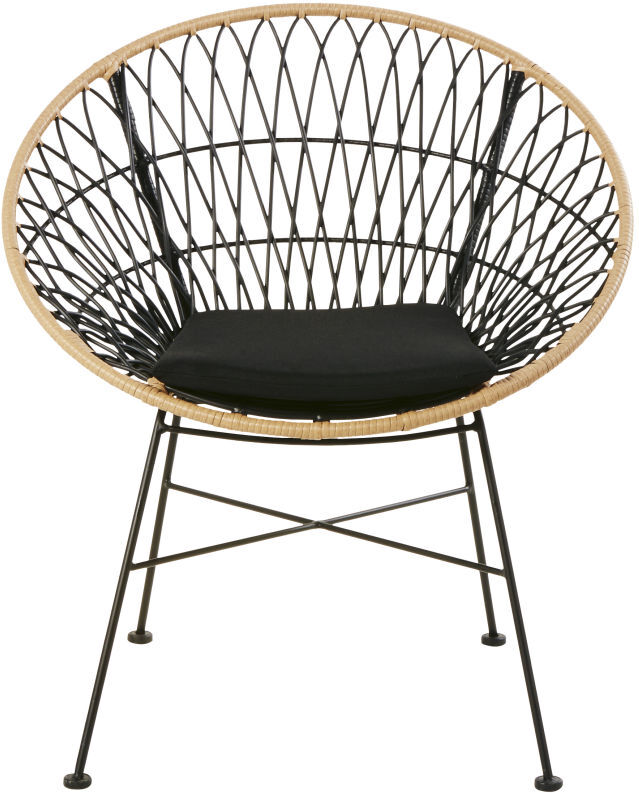 Maisons du Monde Fauteuil de jardin en résine noire et imitation rotin