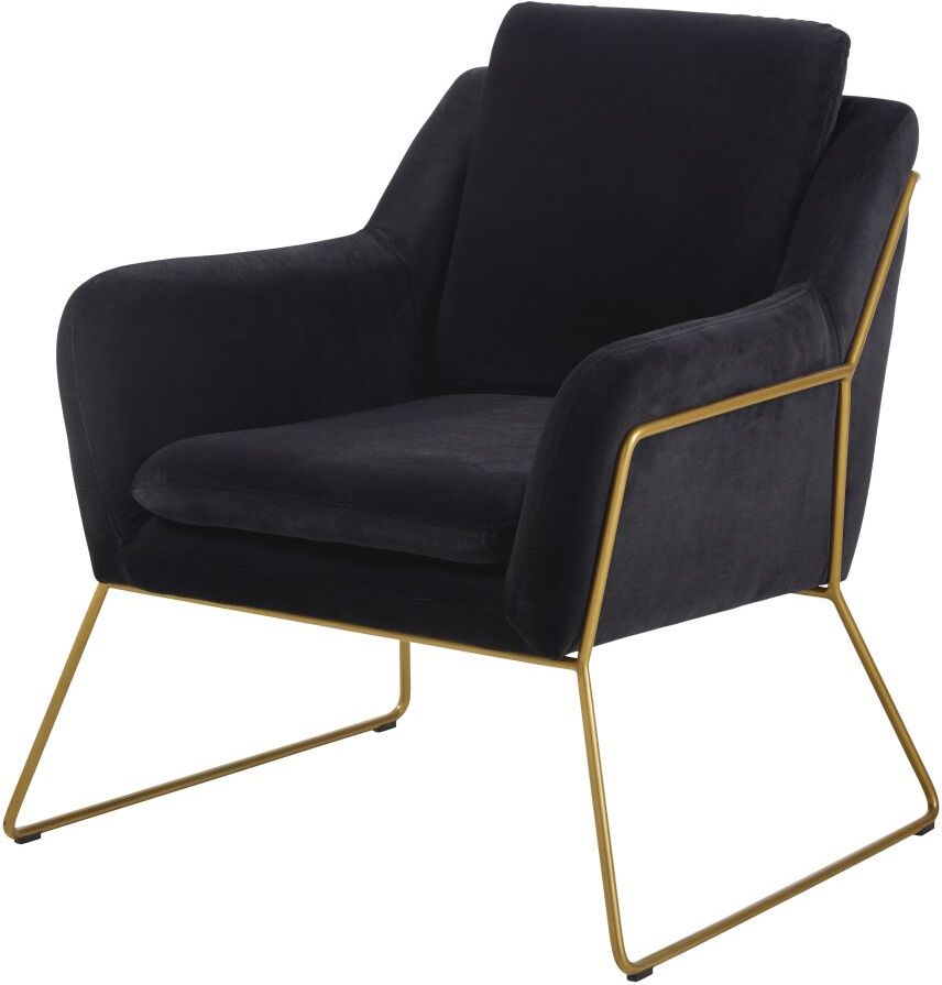 Maisons du Monde Fauteuil en velours noir et coloris laiton