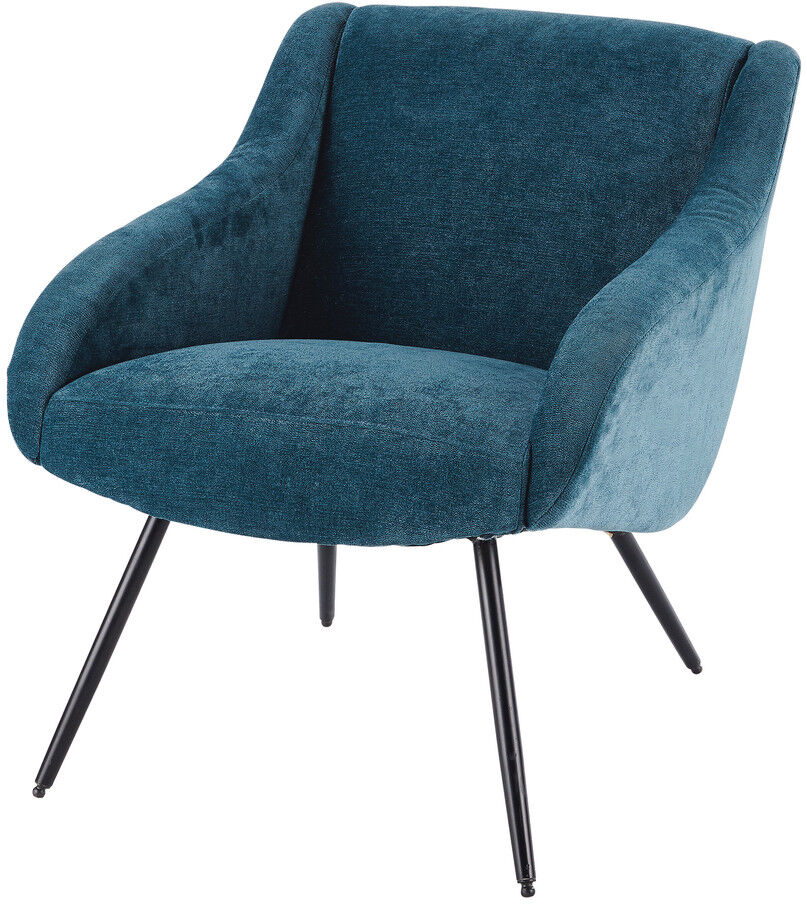 Maisons du Monde Fauteuil van blauw velours en metaal in vintage stijl