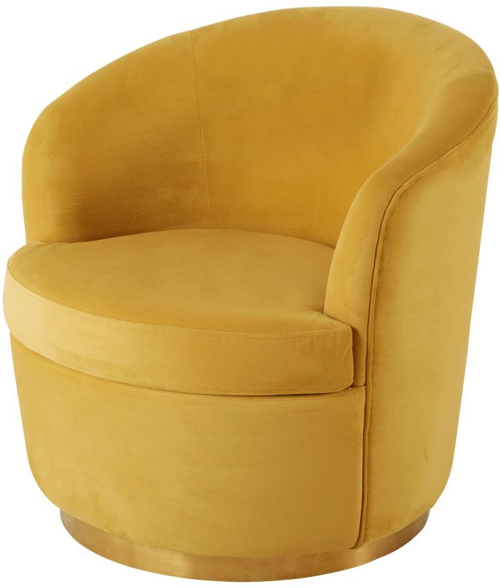 Maisons du Monde Fauteuil vintage en velours jaune et métal coloris laiton