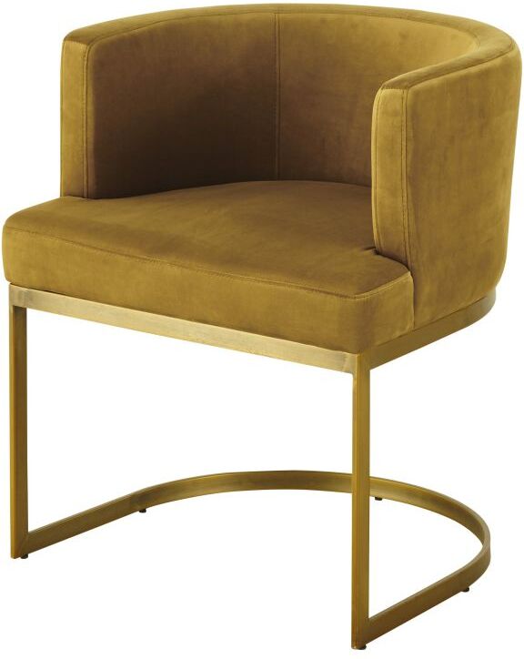 Maisons du Monde Fauteuil vintage en velours jaune moutarde