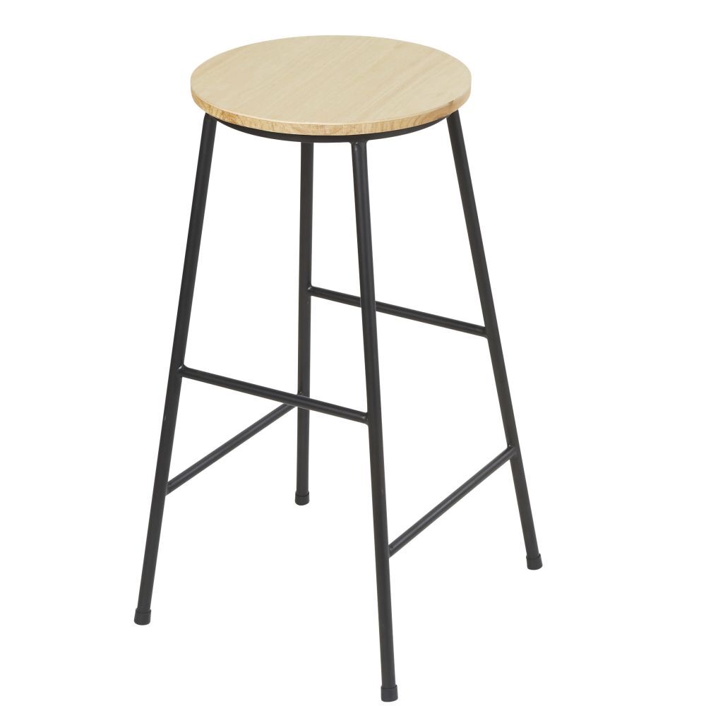 Maisons du Monde Tabouret de bar indus en sapin et métal noir H64