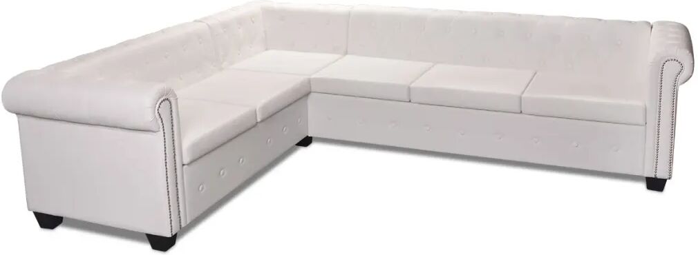 vidaXL Canapé d'angle Chesterfield 6 places Cuir artificiel Blanc