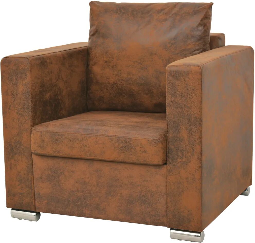 vidaXL Fauteuil Marron Similicuir daim