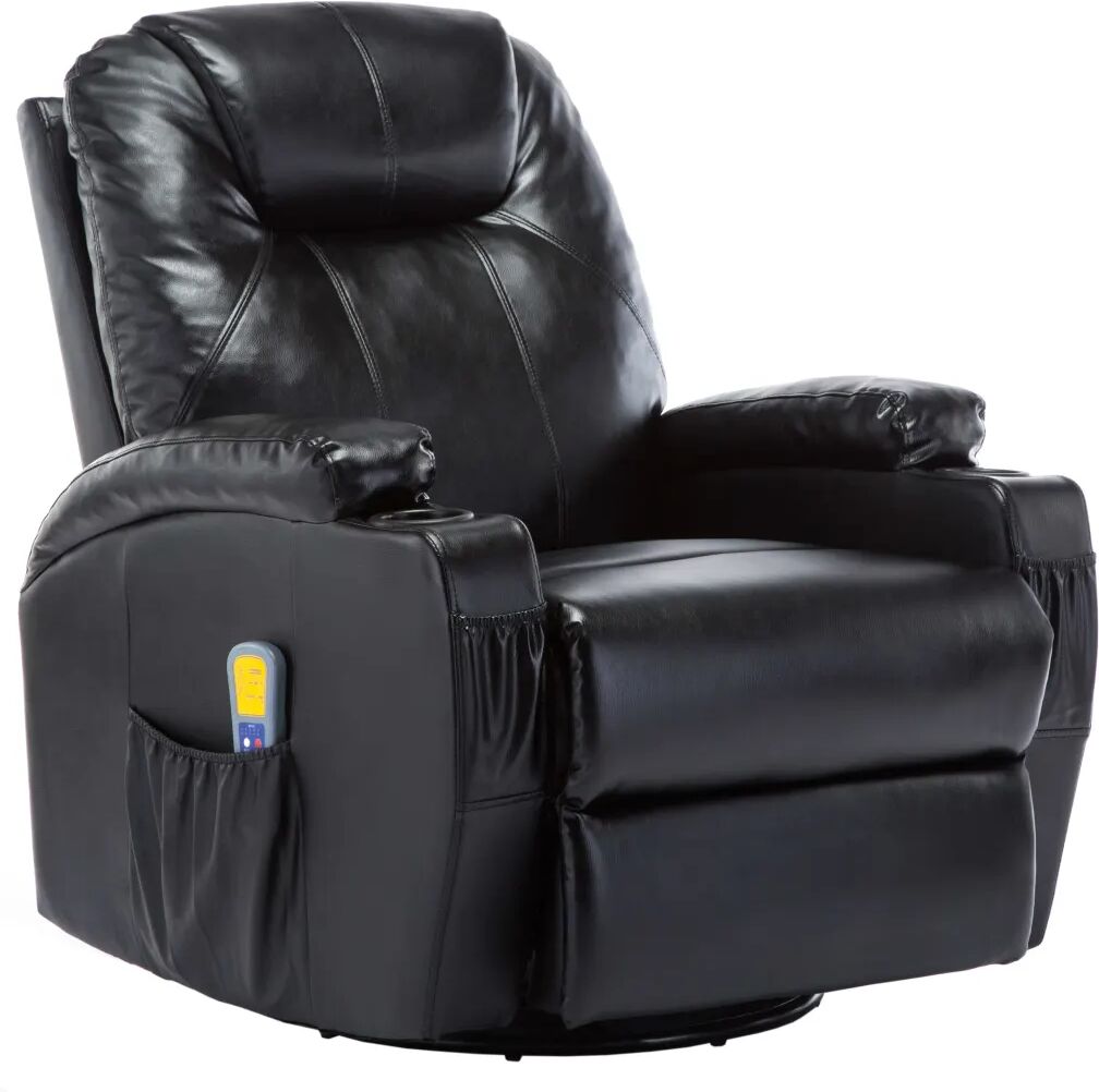 vidaXL Fauteuil à bascule de massage Noir Similicuir