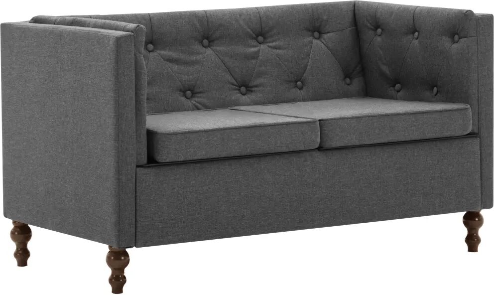 vidaXL Canapé Chesterfield à 2 places Revêtement en tissu Gris foncé