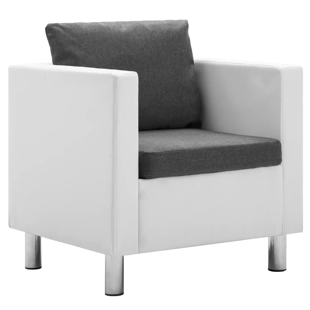 vidaXL Fauteuil Blanc et gris clair Similicuir