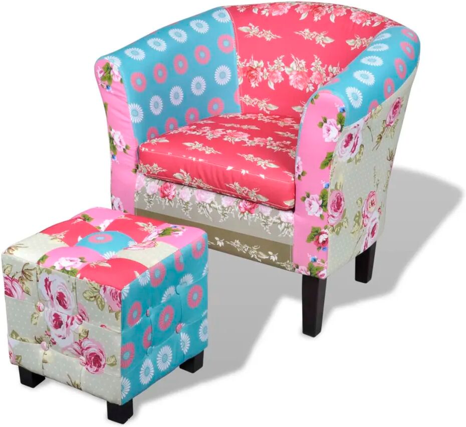 vidaXL Fauteuil avec repose-pied Design avec patchwork