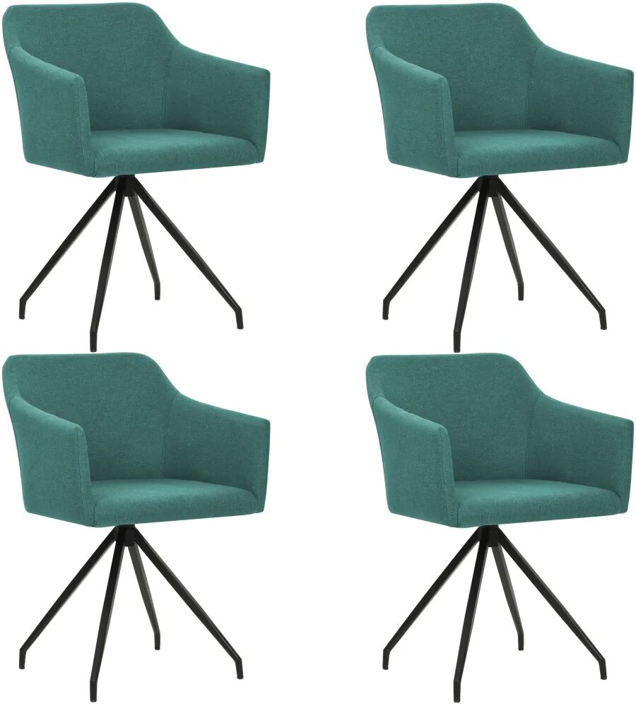 vidaXL Chaises pivotantes de salle à manger 4 pcs Vert Tissu