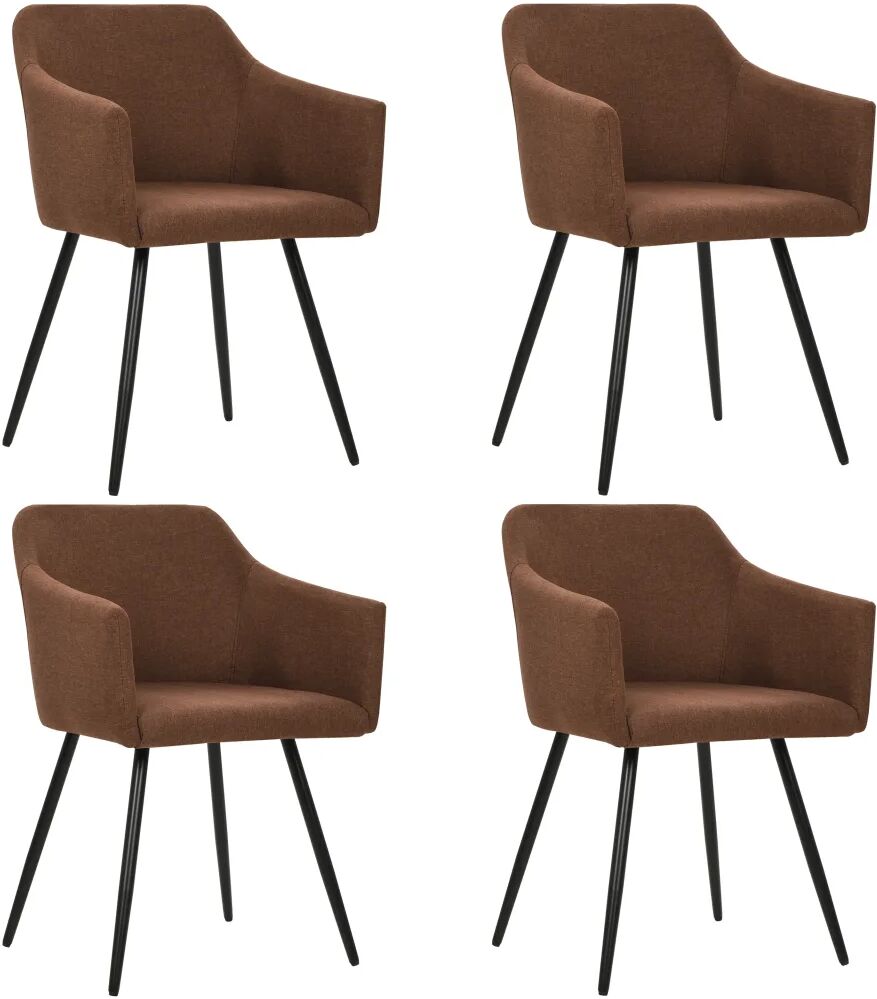 vidaXL Chaises de salle à manger 4 pcs Marron Tissu