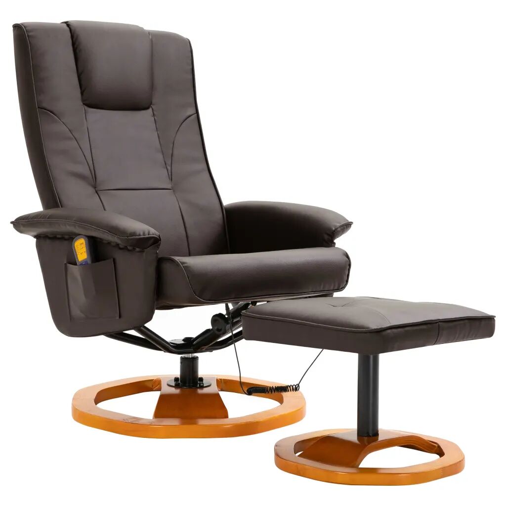 vidaXL Fauteuil de massage avec repose-pied Marron Similicuir