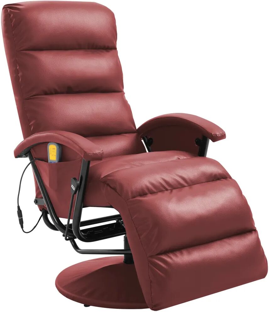 vidaXL Fauteuil de massage TV Rouge bordeaux Similicuir