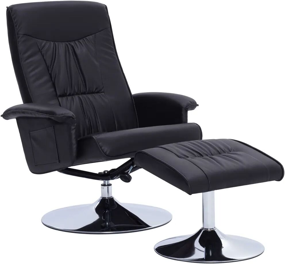 vidaXL Fauteuil inclinable avec repose-pied Noir Similicuir