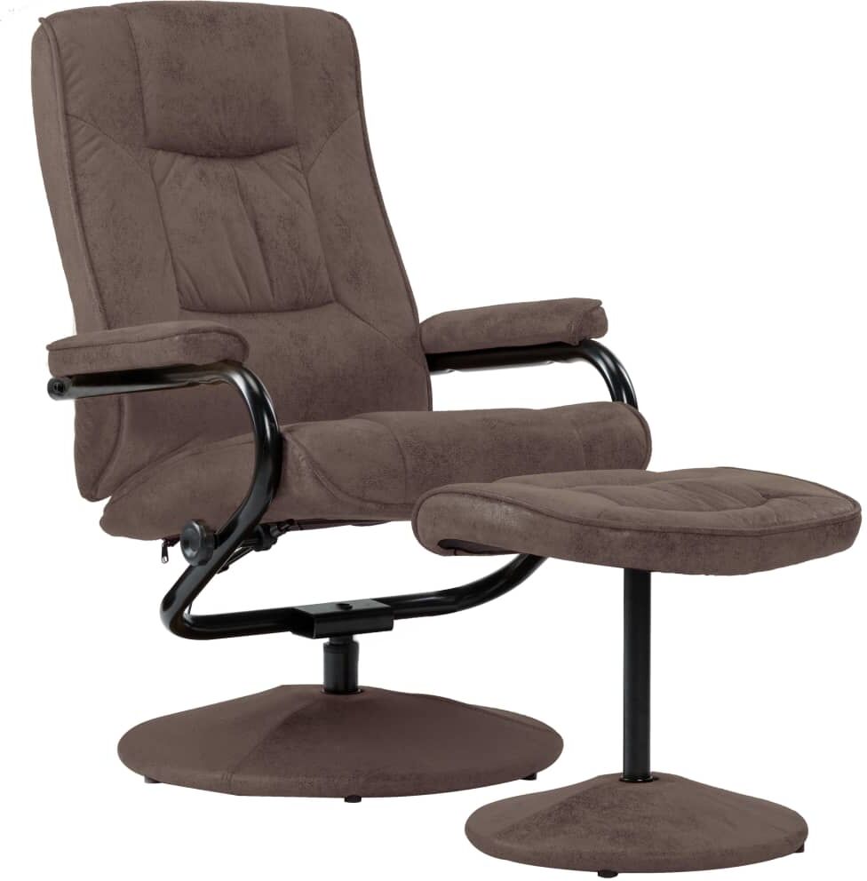 vidaXL Fauteuil TV avec repose-pied Marron Similicuir daim