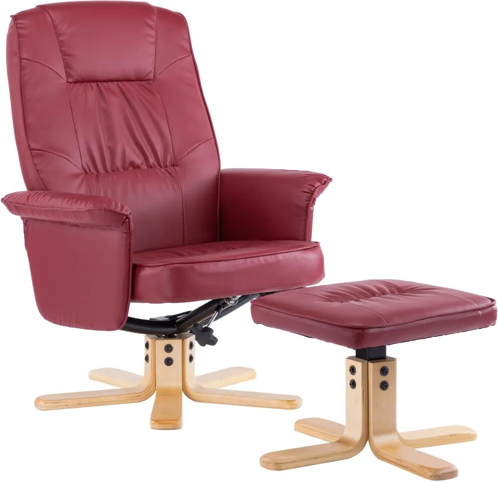 vidaXL Fauteuil avec repose-pied Rouge bordeaux Similicuir