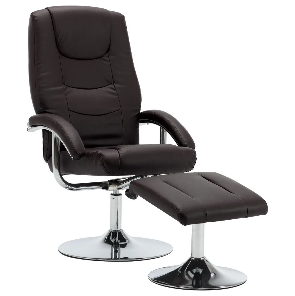 vidaXL Fauteuil inclinable avec repose-pied Marron Similicuir