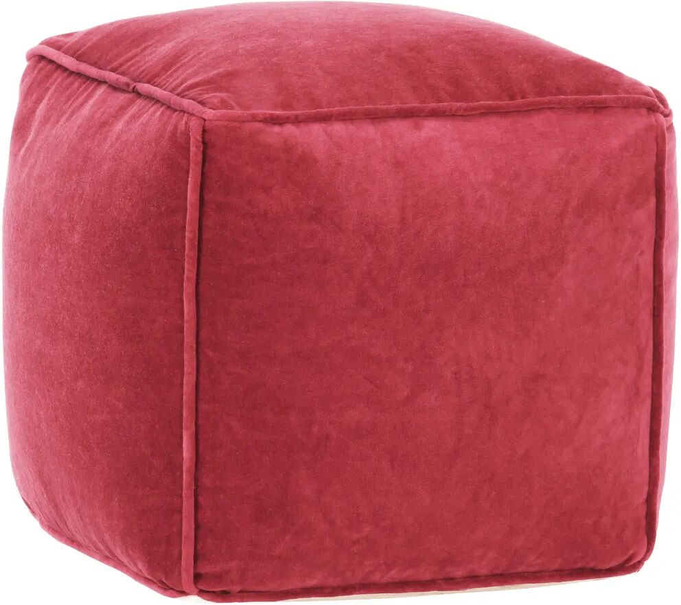 vidaXL Pouf Velours de coton 40 x 40 x 40 cm Rouge