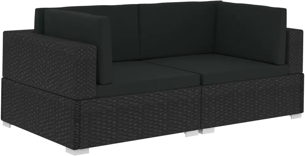 vidaXL Chaises d'angles 2 pcs avec coussins Résine tressée Noir