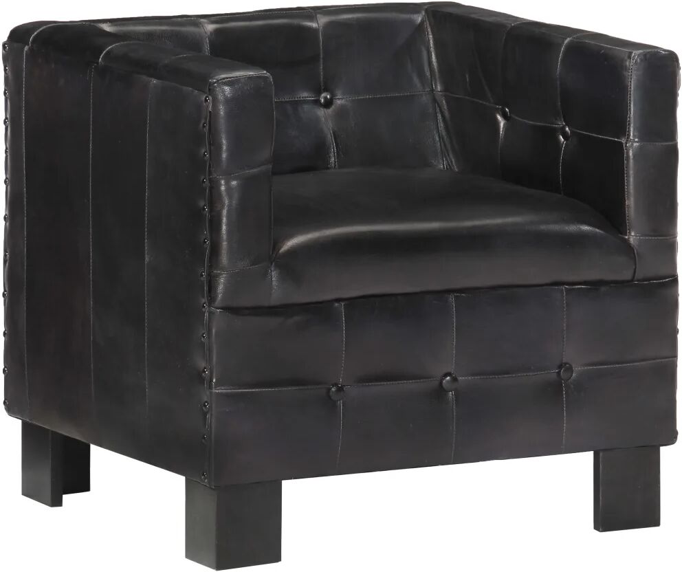 vidaXL Fauteuil Noir Cuir véritable