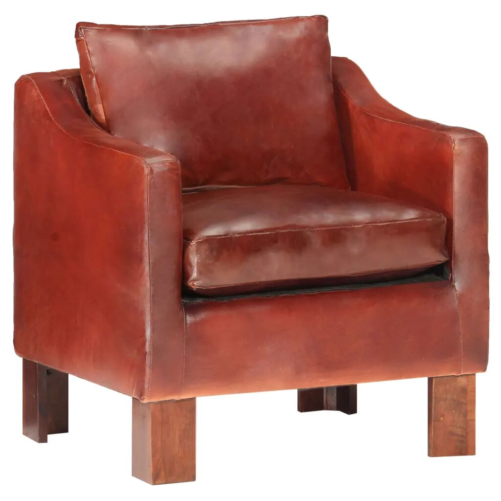 vidaXL Fauteuil Marron foncé Cuir véritable