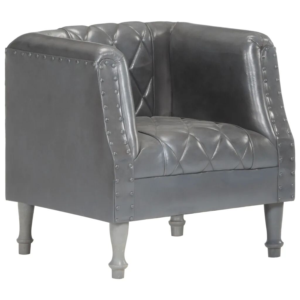 vidaXL Fauteuil Gris Cuir véritable de chèvre