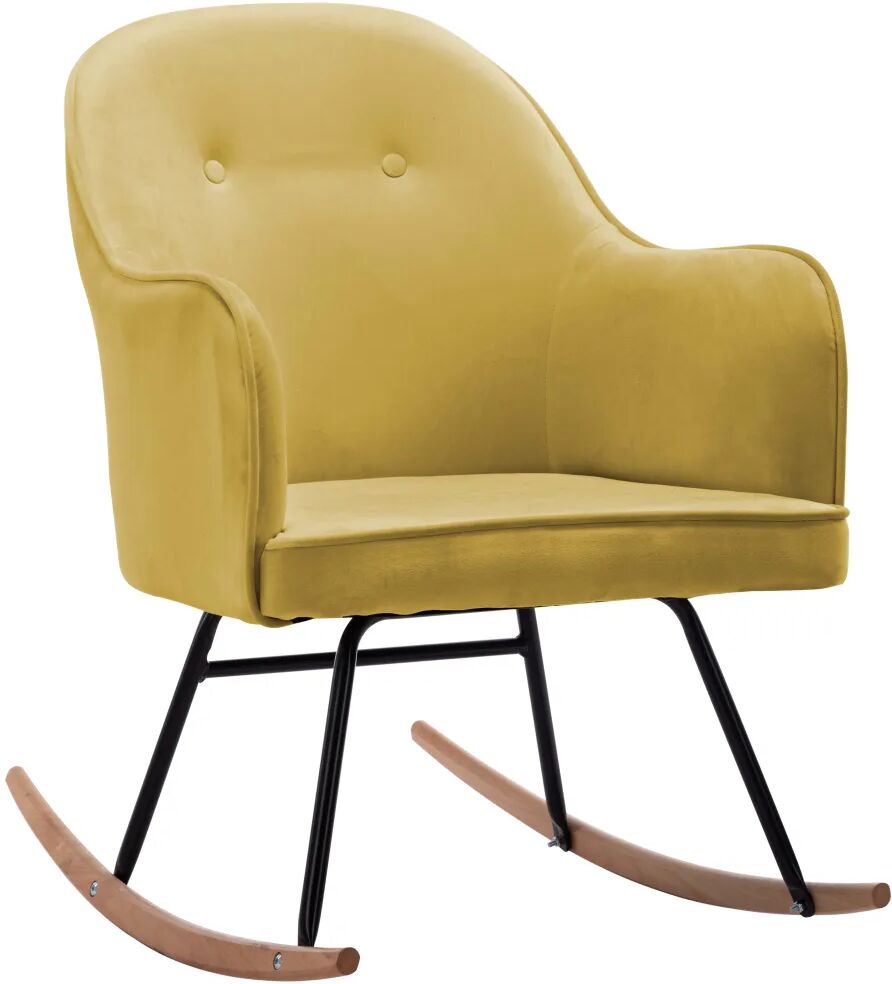 vidaXL Chaise à bascule Jaune moutarde Velours