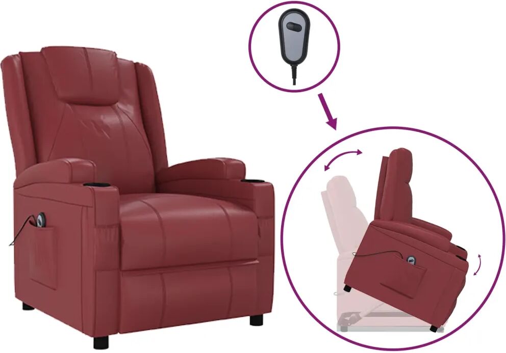 vidaXL Fauteuil inclinable Rouge bordeaux Similicuir