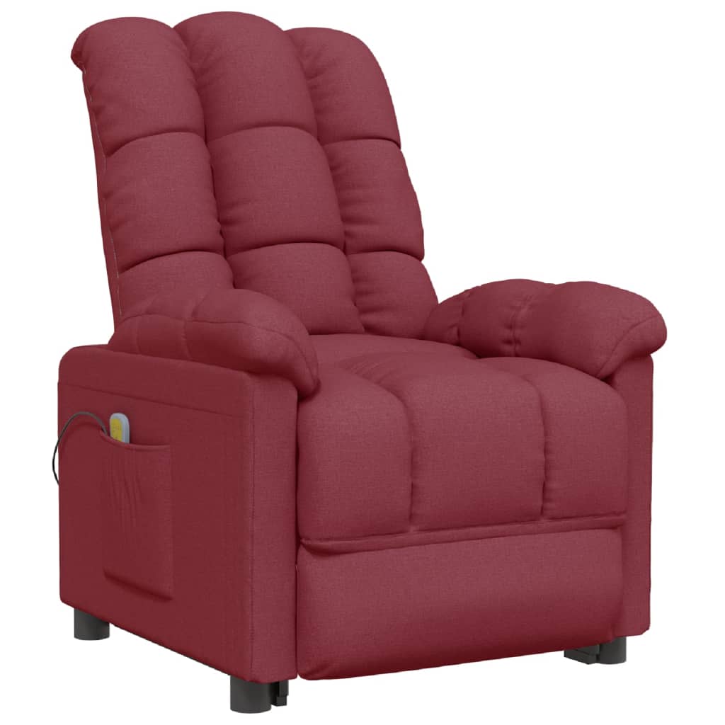 vidaXL Fauteuil inclinable de massage Rouge bordeaux Tissu