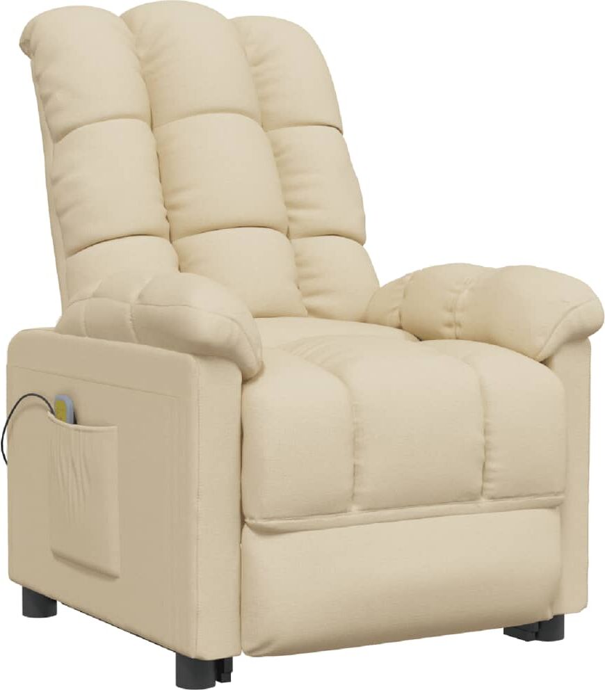 vidaXL Fauteuil inclinable de massage Crème Tissu