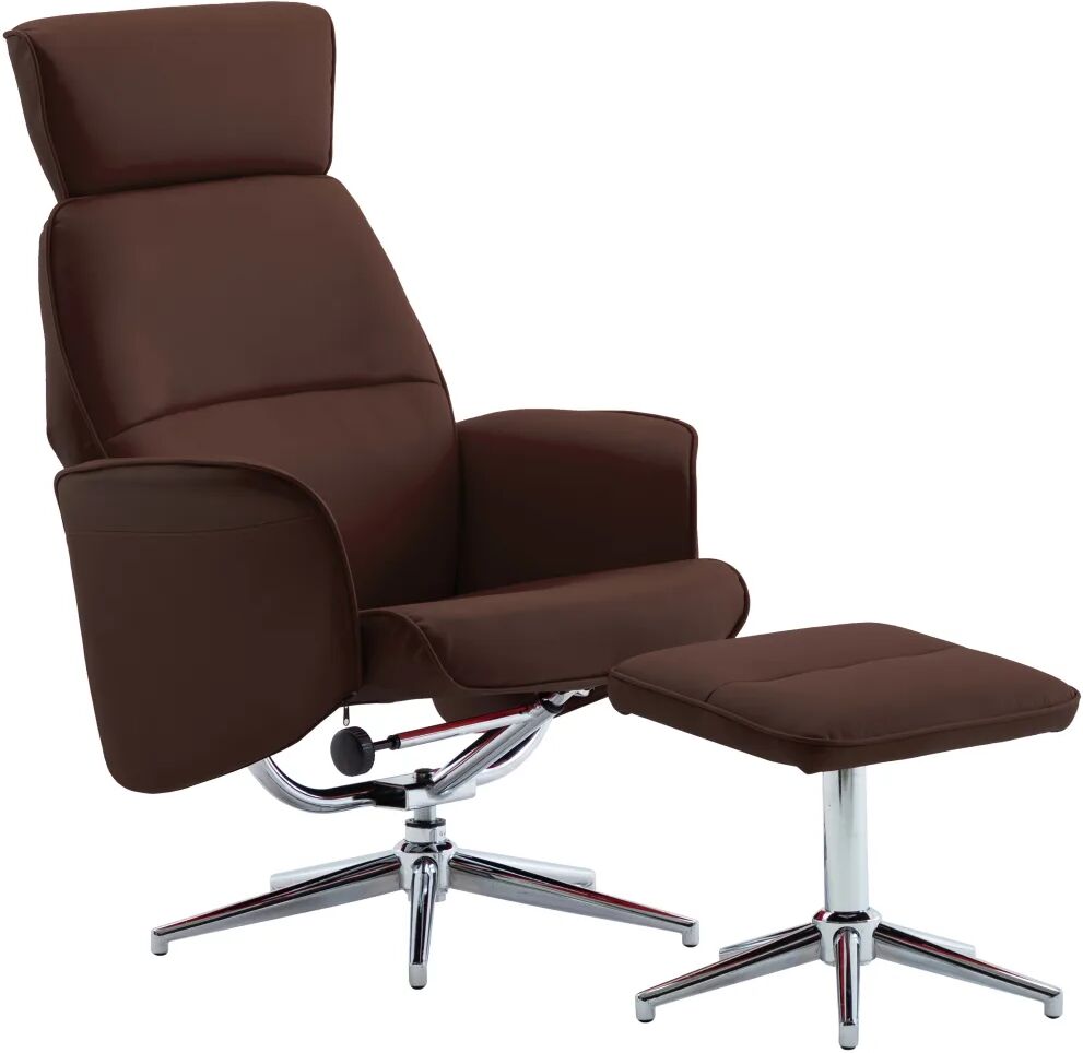 vidaXL Fauteuil inclinable avec repose-pied Marron Similicuir