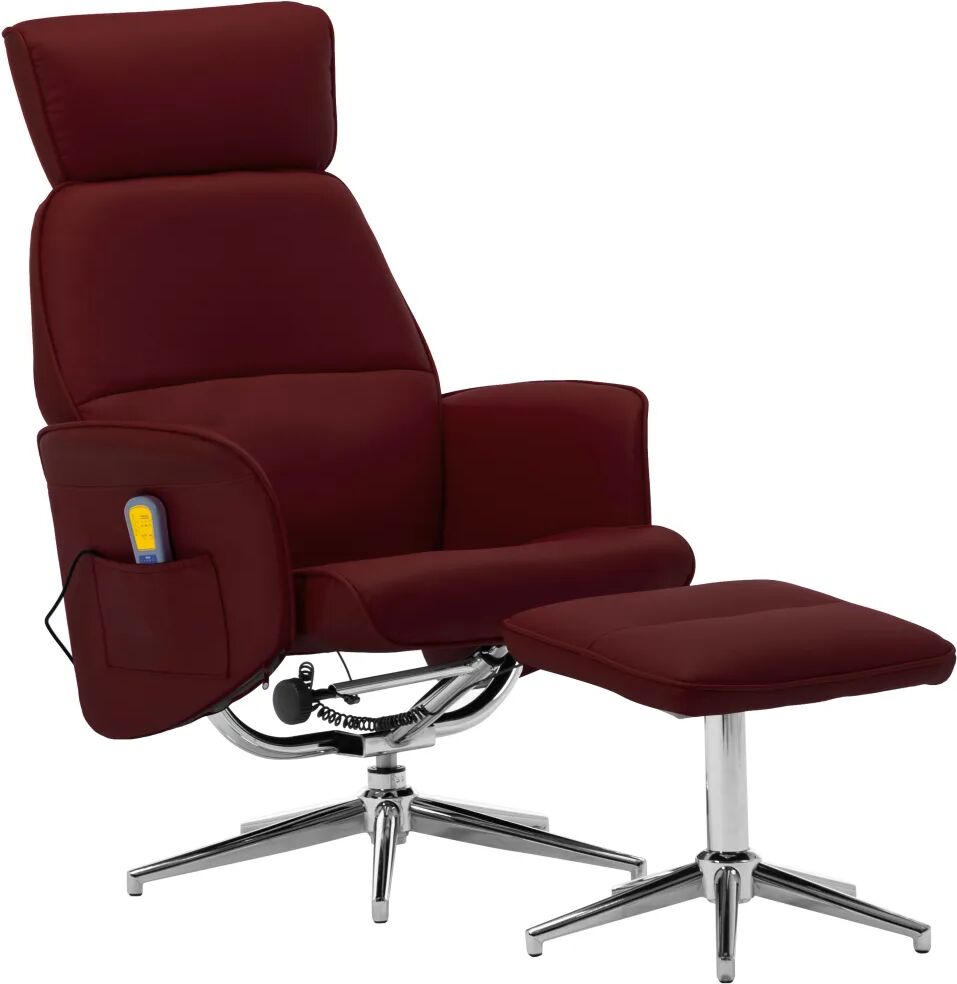 vidaXL Fauteuil de massage inclinable repose-pied Bordeaux Similicuir