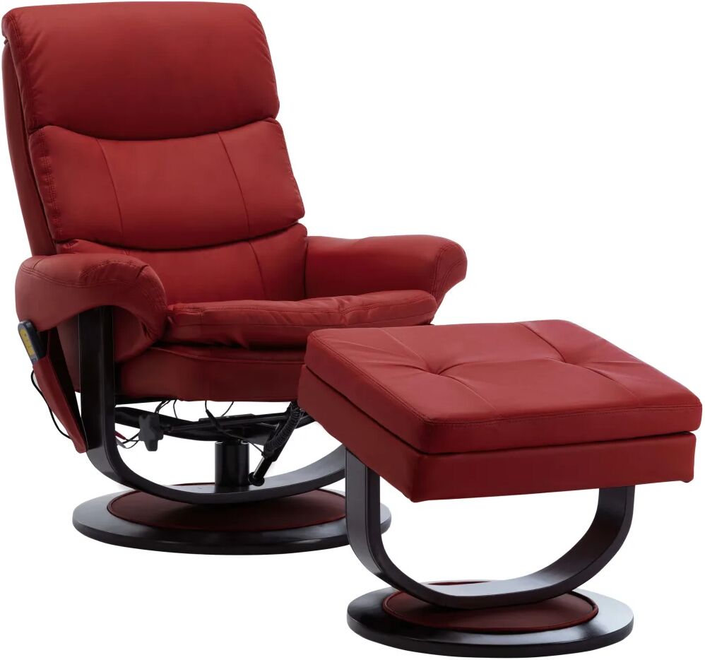 vidaXL Fauteuil de massage Bordeaux Similicuir et bois courbé