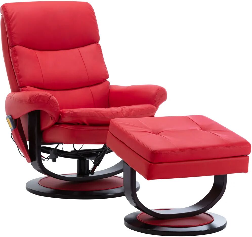 vidaXL Fauteuil de massage inclinable Rouge Similicuir et bois courbé