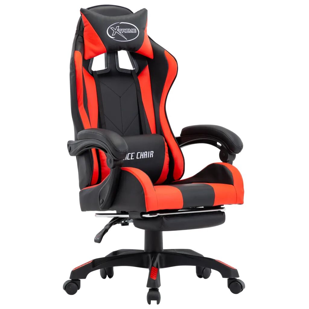 vidaXL Fauteuil de jeux vidéo et repose-pied Rouge et noir Similicuir