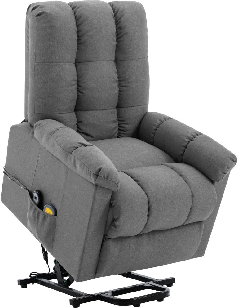 vidaXL Fauteuil inclinable de massage Gris clair Tissu