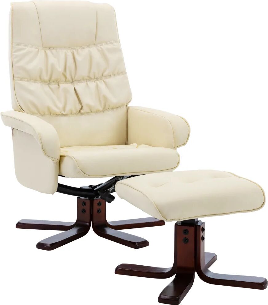 vidaXL Fauteuil inclinable avec repose-pied Crème Similicuir